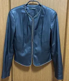 ZARA フェイクレザージャケット　ビジュー付き