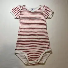 PETITBATERU 赤と白ストライプ 半袖ロンパース 24m 86cm