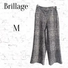 【ブリアージュ】 チェック柄 　ワイドパンツ　 M　ウエストゴム