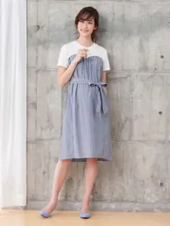 新品(a.i.n) ストライプビスチェフェイクワンピース　授乳服