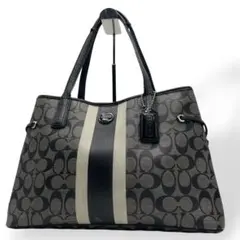 良品　COACH コーチ　トートバッグ　肩掛け　PVC レザー　ブラック