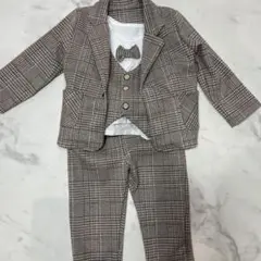 フォーマルスーツ 100cm 茶色系チェック