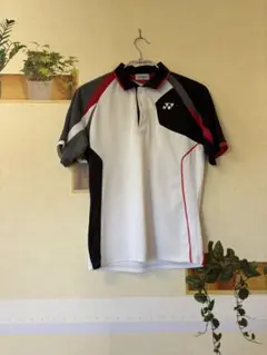 YONEX バドミントン ポロシャツ M ホワイト/ブラック/レッド