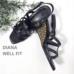極美品DIANAダイアナウィルフィットサンダル　ブラックウエッジソール22.5