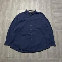 CHAPS ラルフローレン 刺繍ロゴ 紺 BDシャツ オーバーサイズ 長袖シャツ