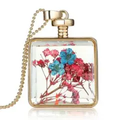 高級品質・ガラスロケット・ブリザードフラワーネックレス¥2200→¥1111