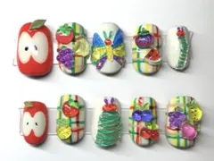 フルーツと蝶の立体ネイルチップ10個セット