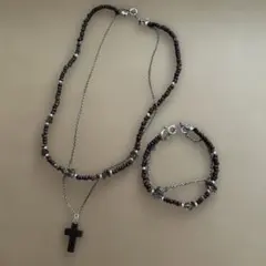 クロスモチーフ ネックレスとブレスレットセット