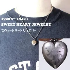 30s　スウィートハートジュエリー　WW2　シルバー　チャーム　勿忘草　花　古着