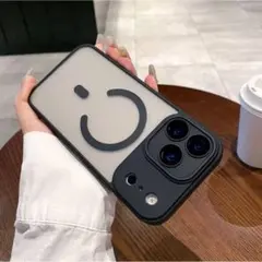 iPhone17Proケース　MagSafe レンズ保護　シンプルマットクリア黒