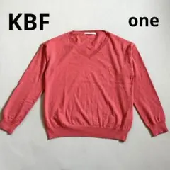 KBF Vネック長袖ニット セーター サーモンピンク 差し色