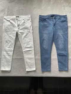 スキニーデニム 2点セット ライトブルー・ホワイト