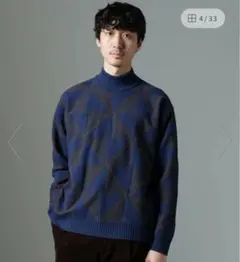 nano universe 幾何学模様 セーター ネイビー