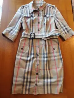 Burberry チェック柄 半袖 ワンピース UK 10
