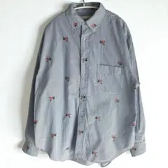 【即完売】2025ss ジョンメイソンスミス シャツ ストライプ 刺繍 花 青