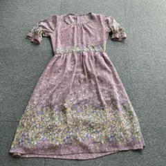 レディース　フレア➖ワンピース　花柄　ハンドメイド　昭和　レトロ　セール中