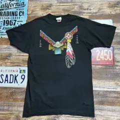 90s USA製 ネイティブ柄 シャツ ブラック L フルーツオブザルーム 古着
