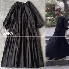 ★【美品】ZARA ティアードワンピース ブラック M