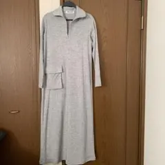 COMME CA DU MODE グレー ロングハーフジップワンピース