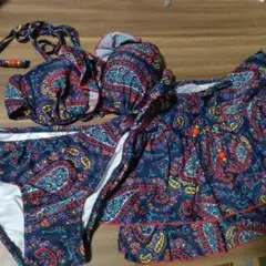 新品ペイズリー柄 ビキニ 水着 7号 Sサイズ 3点セット