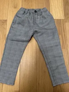 グレー系チェック柄ロングパンツ 入学式　男の子 110センチ