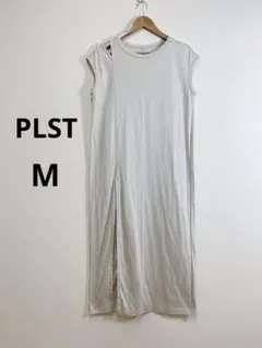 PLST ロングスリット チュニック ワンピース ノースリーブ グレー Mサイズのサムネイル
