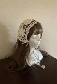 ボンネット ヘッドドレス クロシェハット バブーシュカ かぎ編み 森ガール