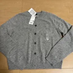 UNIQLO グレー カシミヤ クルーネック ショートカーディガン L