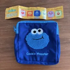 セサミストリート　ガチャガチャ　もこもこポーチ　クッキーモンスター