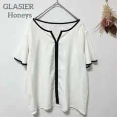 ハニーズ　グラシア　ブラウス　L　白　フリル袖　オフィカジ　セレモニー　綺麗め