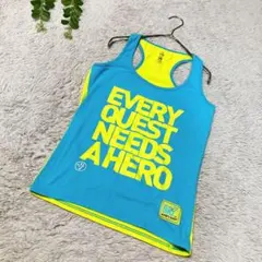 ZUMBA タンクトップ　ブルー　イエロー　Ｍ　ズンバ