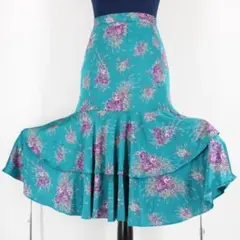 【美品日本製社交ダンス衣装】スカート SEKINE 青 水色 ブルー 紫 グレー