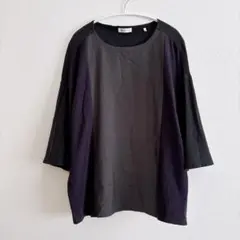 タケオキクチ　tk 切り替えカットソー　トップス　ロングTシャツ　七分袖　M 黒