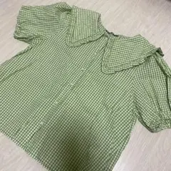 美品　ZARA グリーン　シャツ　セーラタイプ