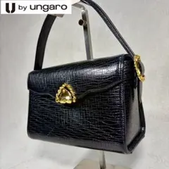 【美品✨】 ウンガロ　ハンドバッグ　handbag 型押し　レザー　本革