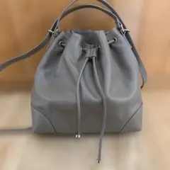 FILEAT グレージュ　バケツ型ショルダーバッグ2way型