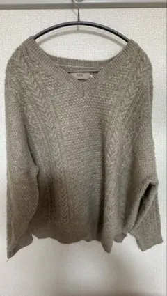 AZUL BY MOUSSY ケーブルニット プルオーバー ベージュ L