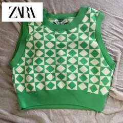 ZARA ニット ノースリーブ クロップド丈 フリーサイズのサムネイル
