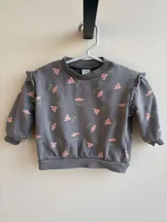 【H&M】プリントスウェットトレーナー　グレー/フラワー 68cm