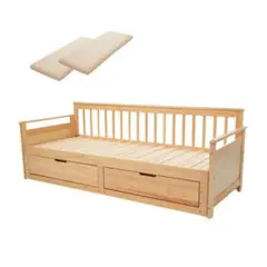 マット2個付き】木製ソファベッド マット2個付き 伸縮式 2way パイン材