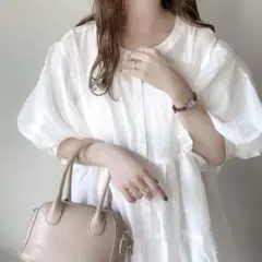 classicalelf バルーンスリーブティアードシアーシャツ