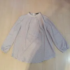 aquagarageスカーフタイブラウス　オフィスカジュアル　ビジネス　レトロ柄