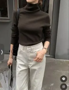 PUREDA ベーシックフェミニンソフトリブタートルネックニット