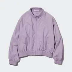 ユニクロ　コットンショートブルゾン　パープル　L