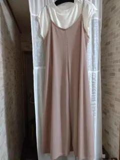 ピンクベージュ マタニティワンピース Mサイズ 半袖