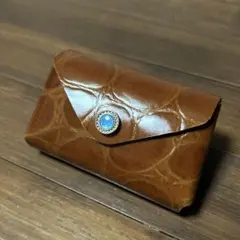 革小銭入れ　カード入れ付き小銭入れ　本革　ハンドメイド　一点物　型押しクロコ風