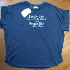 ロゴ刺繍　Ｔシャツ　L　濃紺