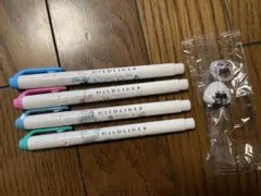 未使用　MILDLINER マーカー 4本セット パンどろぼう目印アクセサリー付