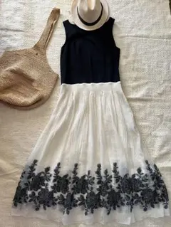 【美品】MAITRESSE メトリーゼ バイカラーロングワンピース シフォン