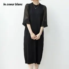 le.coeur blanc シフォン スリーブ ニット ワンピース